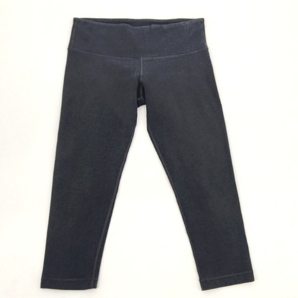 Lululemon Wunder Under Faded Black Athleisure Crop Leggings Stretch Pants Size 6